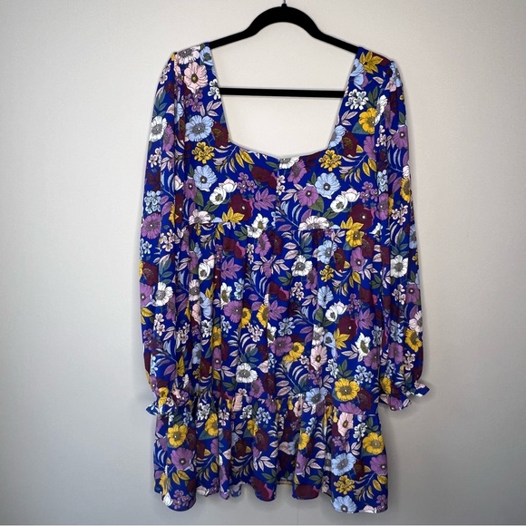BCBG Generation Square Neck Floral Casual Dress blue size 12. - Picture 13 of 16
